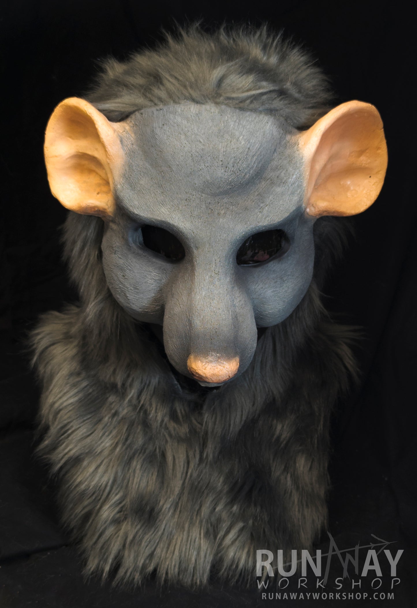 Grey scaven, rat folk durable hooded mask for LARP, performance and costuming