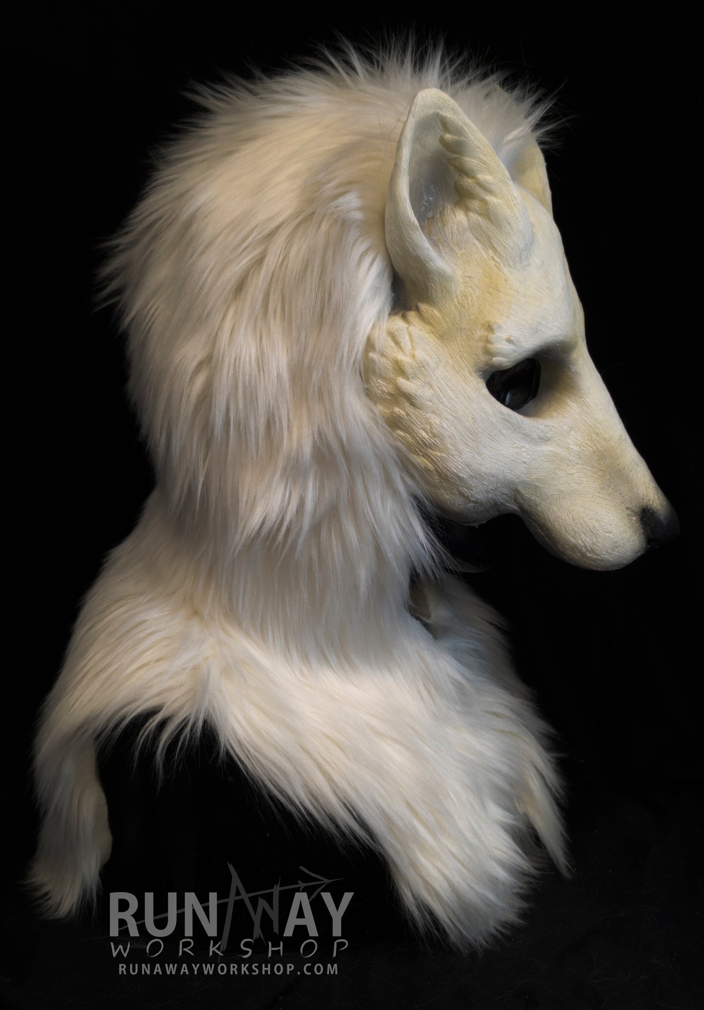 White fox durable hooded mask for LARP, performance and costuming