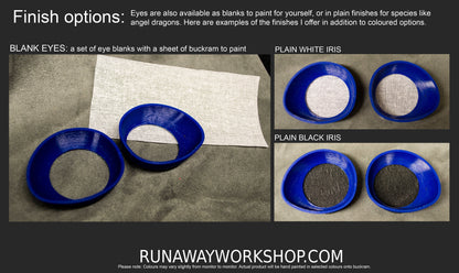 Blue follow me effect toony eyes for costumes, fursuits and mascots (1 pair)(Many colours and custom painted options) Waterproof