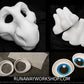 Dragon bundle three toe paws deal: cut and carved head base, Eyes and Feet padding, for costumes mascots and fursuits.