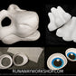 Sergal bundle deal: cut and carved head base, Eyes and feet for costumes mascots and fursuits.