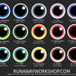 White follow me effect toony eyes for costumes, fursuits and mascots (1 pair)(Many colours and custom painted options) Waterproof