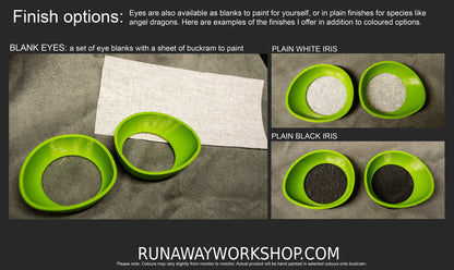 Green follow me effect toony eyes for costumes, fursuits and mascots (1 pair)(Many colours and custom painted options) Waterproof