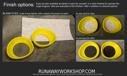 Yellow follow me effect toony eyes for costumes, fursuits and mascots (1 pair)(Many colours and custom painted options) Waterproof