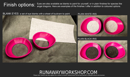 Pink follow me effect toony eyes for costumes, fursuits and mascots (1 pair)(Many colours and custom painted options) Waterproof