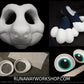 Kemono canine bundle deal: cut and carved head base, Eyes and Feet padding, for costumes mascots and fursuits.
