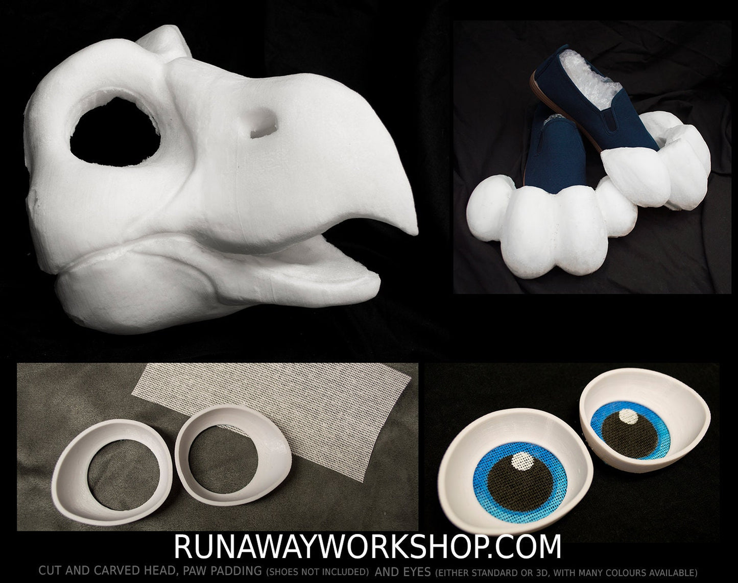 Large Gryphon bundle deal: cut and carved head base, Eyes and Feet padding, for costumes mascots and fursuits.