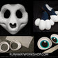 Toony skull bundle deal: cut and carved head base, Eyes and Feet padding, for costumes mascots and fursuits.
