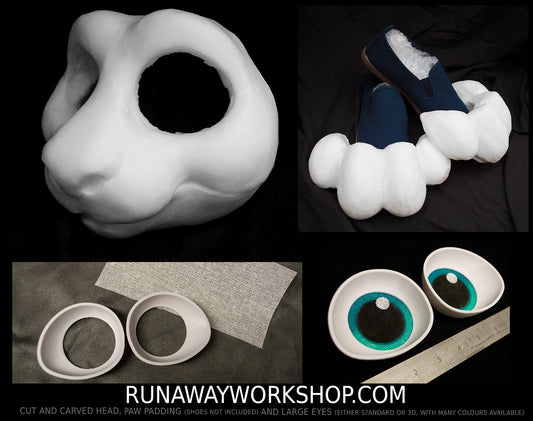 Kemono Monkey bundle deal: cut and carved head base, Eyes and Feet padding, for costumes mascots and fursuits.